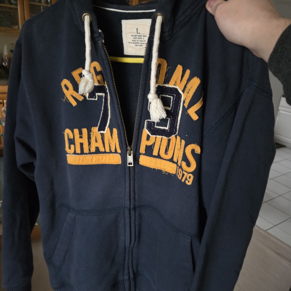 Old Navy Navy Blue Hoodie with Yellow Accents